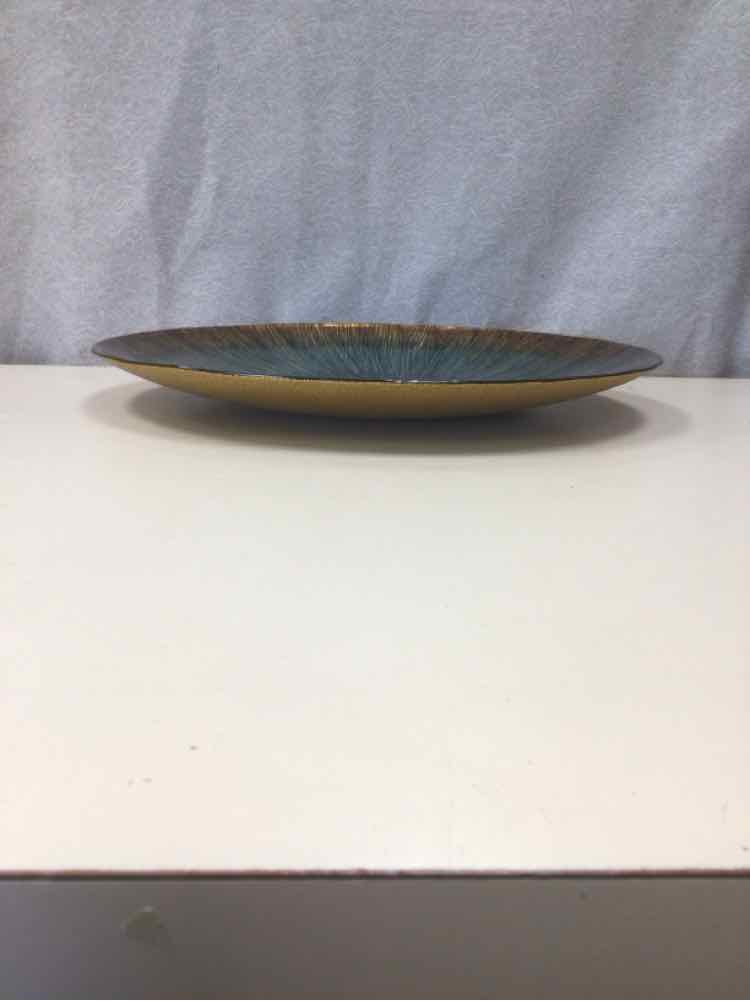 LARGE BLUE/GOLD GLASS PLATE