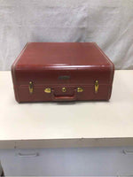 VINTAGE RED LEATHER SUITCASE