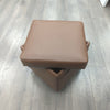 BROWN FAUX LEATHER STORAGE OTTOMAN ON WHEELS