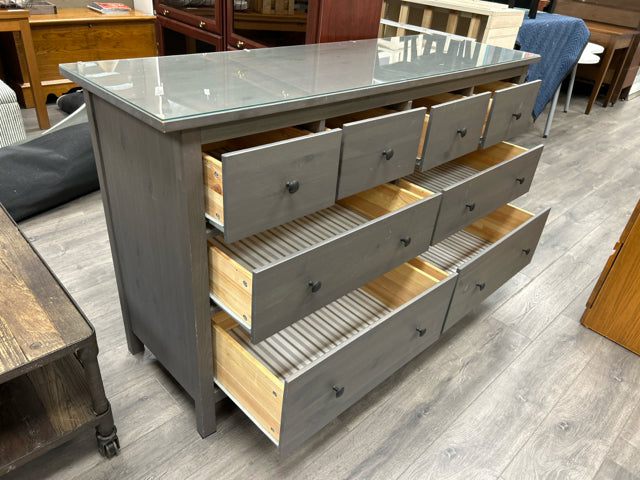 "HEMNES" GREY 8 DRAWER DOUBLE DRESSER