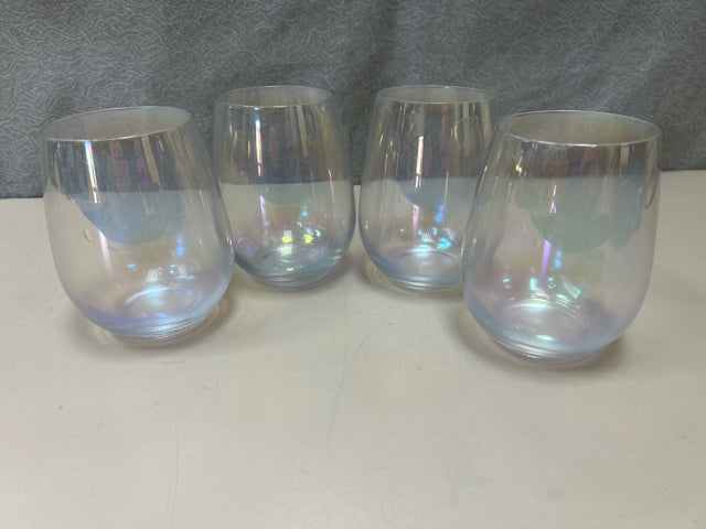4 IRIDESCENT WINE GLASSES