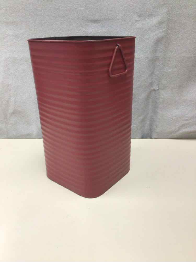 TALL RED METAL CONTAINER
