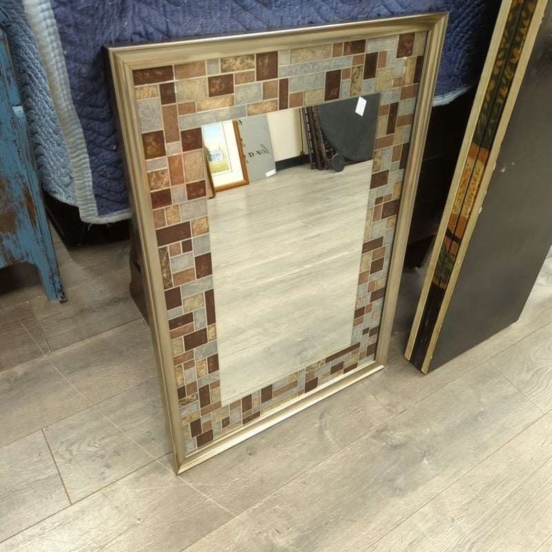 SILVER "TILED" MIRROR