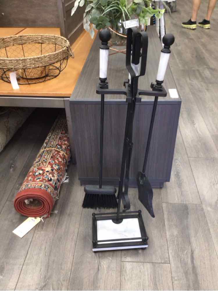BLACK/MARBLE FIREPLACE TOOLS