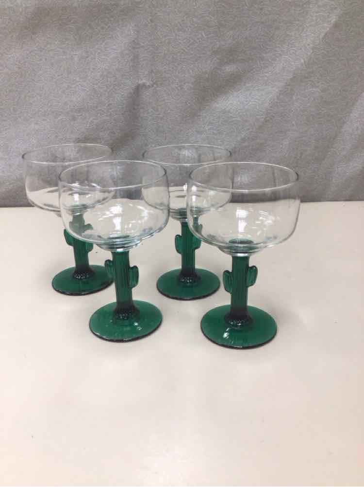 4 CACTUS WINE GLASSES
