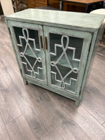 GREEN WOOD GLASS CABINET