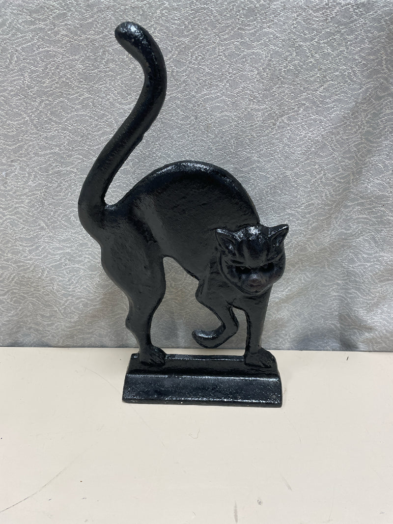 BLACK METAL CAT DOORSTOP
