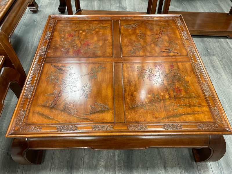 ASIAN CARVED WOOD COFFEE TABLE