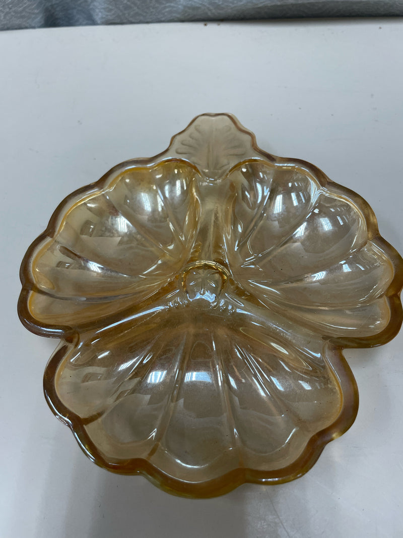 IRIDESCENT ORANGE 3 GLASS DISH