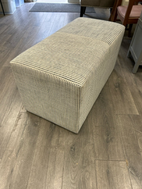 BLUE WHITE STRIPE UPHOL OTTOMAN