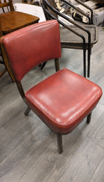 RED PLEATHER CHAIR W/METAL LEGS