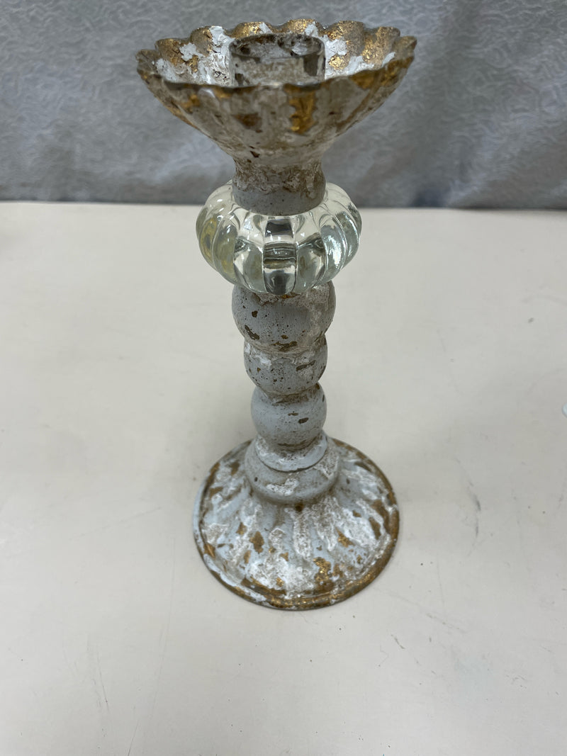 DISTRESSED METAL CANDLESTICK