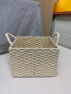 LIGHT TAN WOVEN BASKET W HANDLES