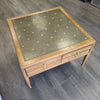 WOOD/GOLD LEATHER TOP COFFEE TABLE