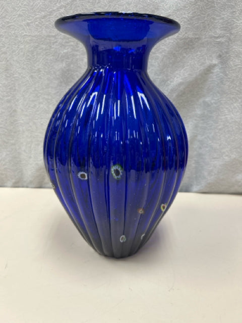 BLUE MURANO STYLE GLASS VASE