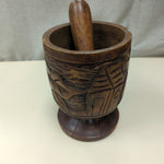WOOD CARVED BOWL W/GRINDER