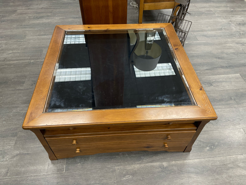 PINE GLASS SHADOW BOX COFFEE TABLE