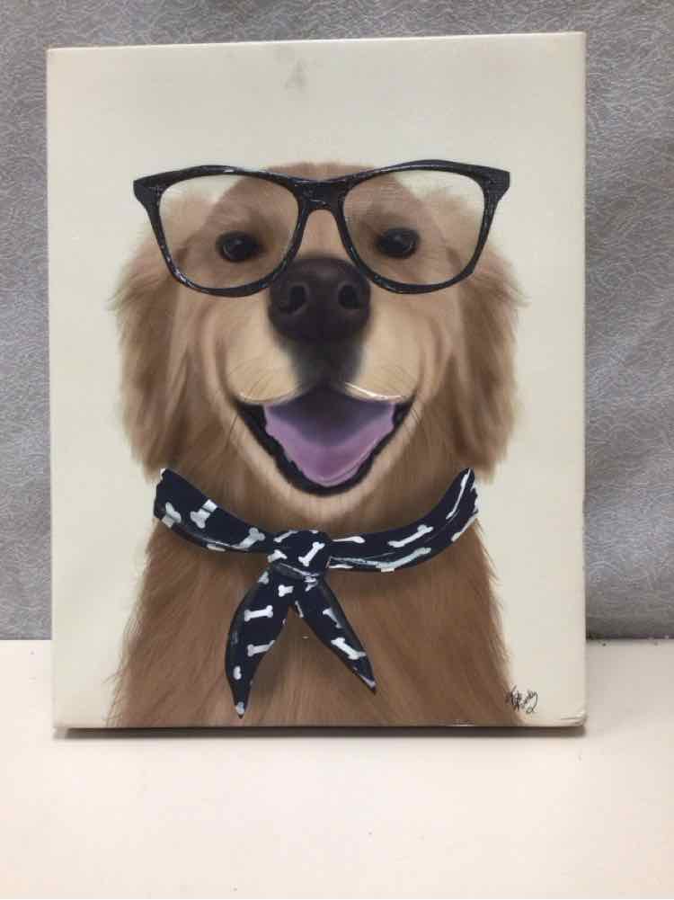 DOG W/GLASSES CANVAS