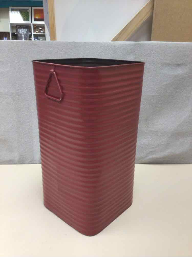 TALL RED METAL CONTAINER