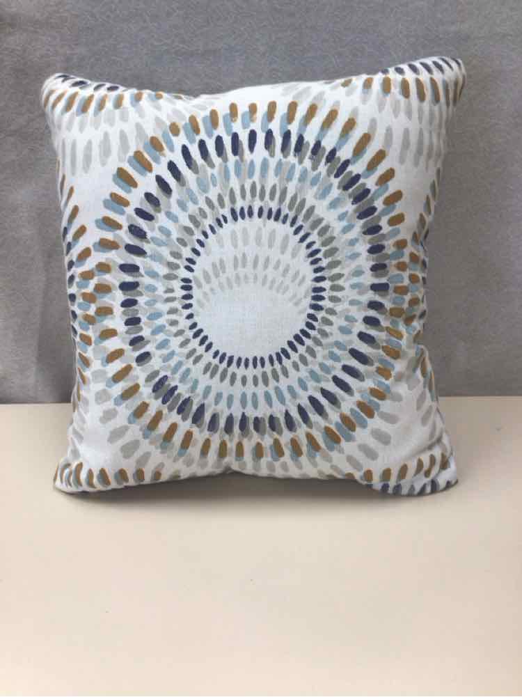 WHITE/BLUE/GOLD BURST PATTERN PILLOW
