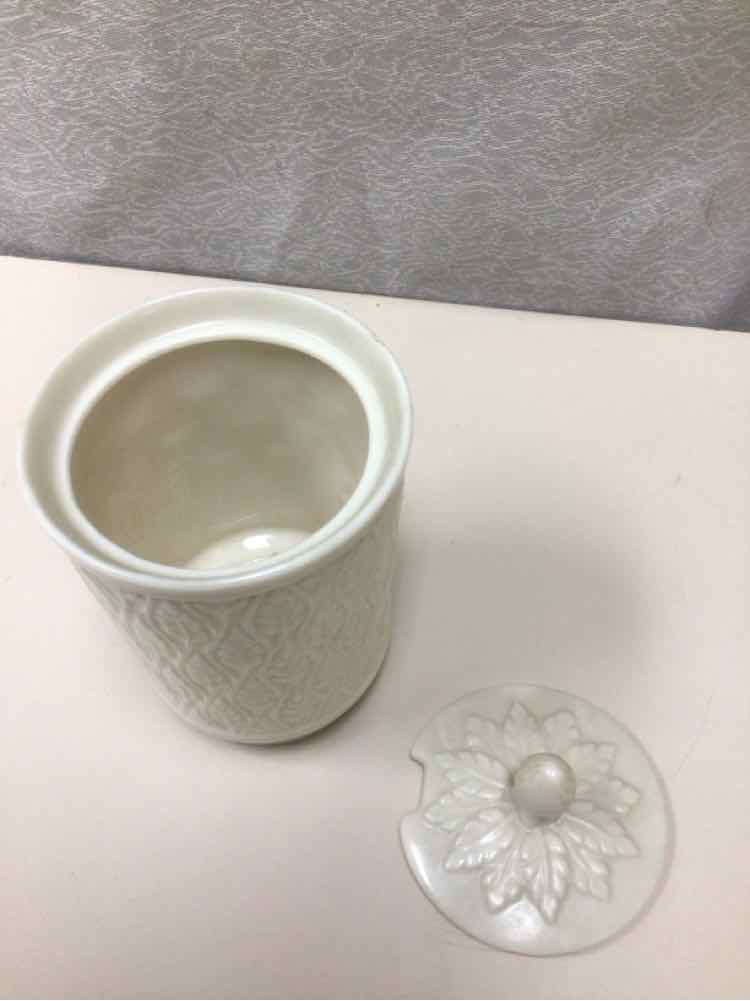 VINTAGE JAM JAR W/LEAF PATTERN