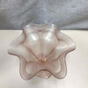 PINK RIPPLE GLASS PEDESTAL BOWL
