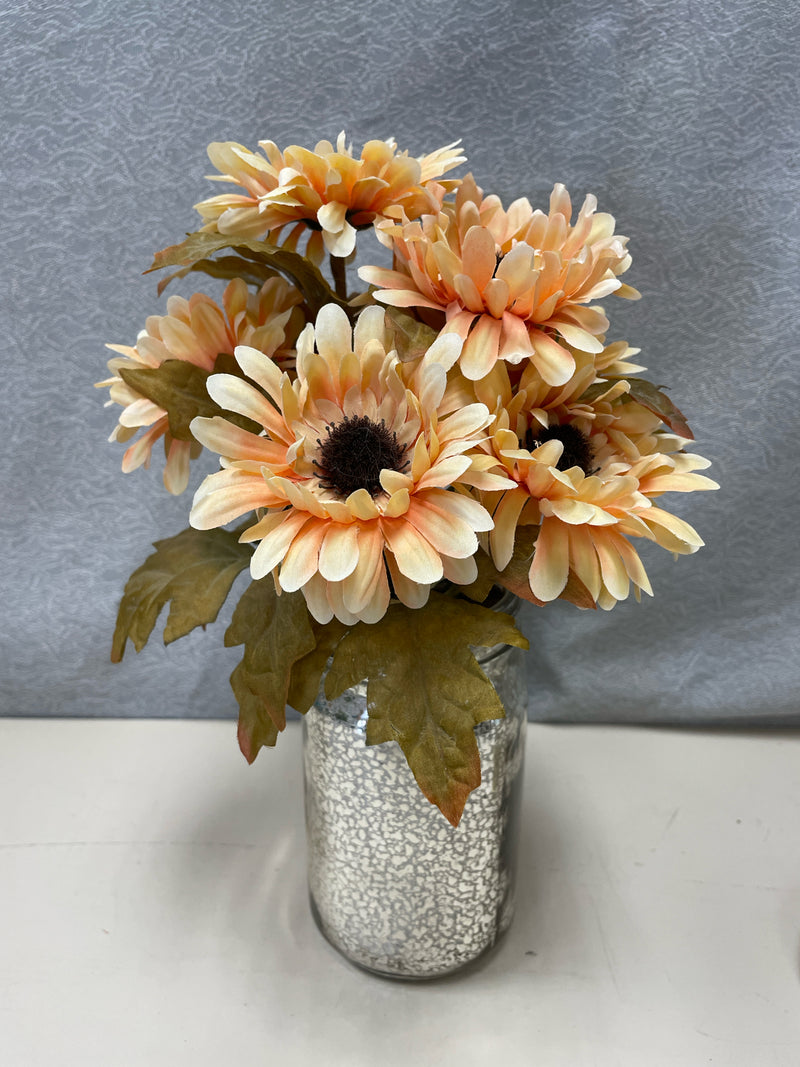 FLOWERS IN MERCURY GLASS VASE