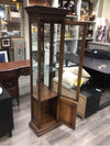 SKINNY GLASS/WOOD CABINET W/LIGHTING