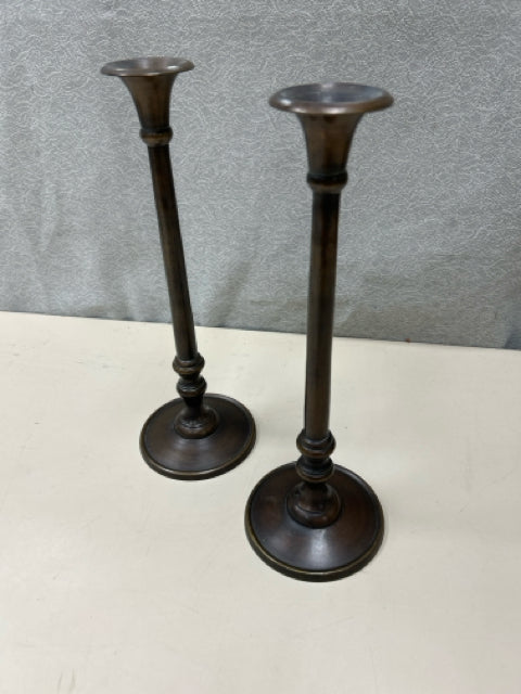 2 COPPER CANDLE STANDS