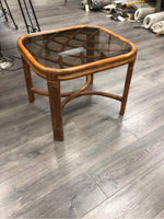 RATTAN & BAMBOO GLASS TOP END TABLE