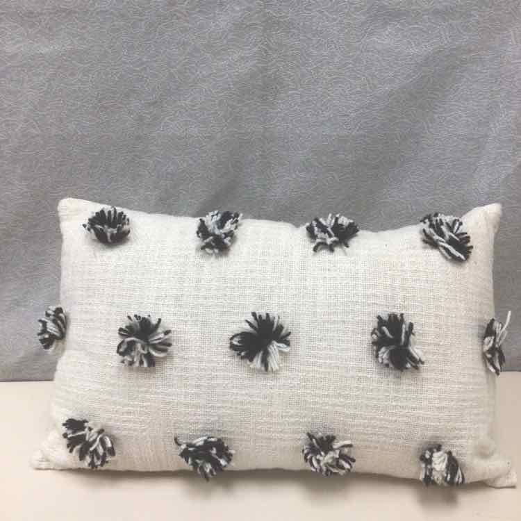 BLACK WHITE FLUFFY PILLOW