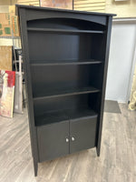 BLACK BOOKSHELF W/STORAGE