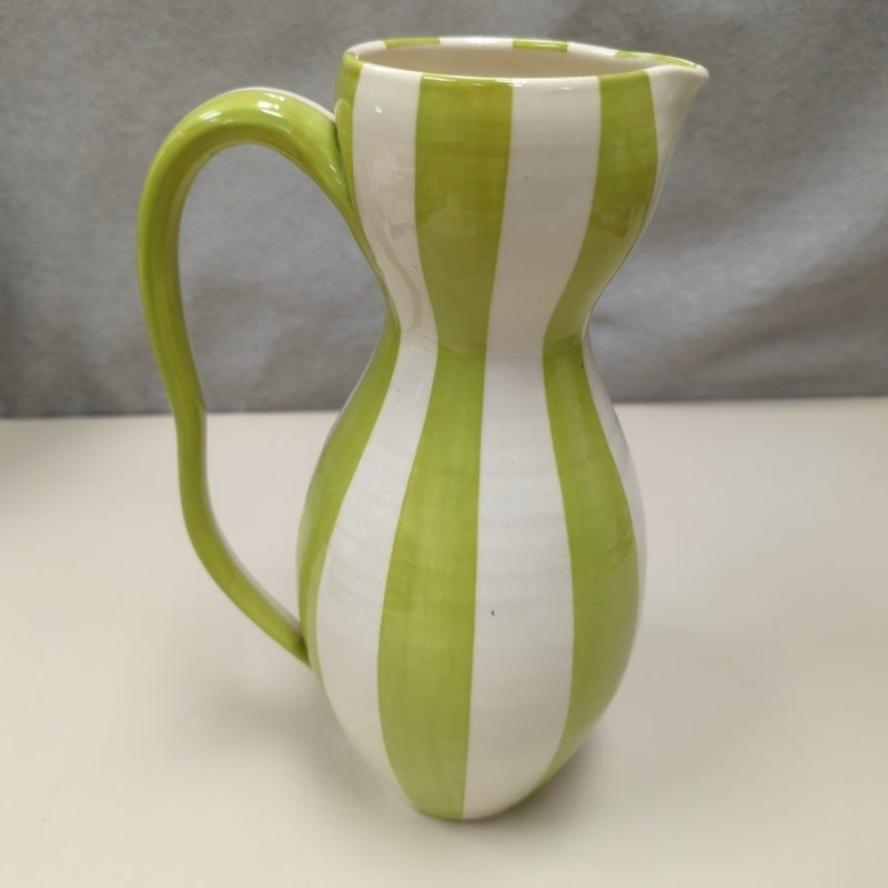 GREEN/CREAM CERAMIC PITCHER