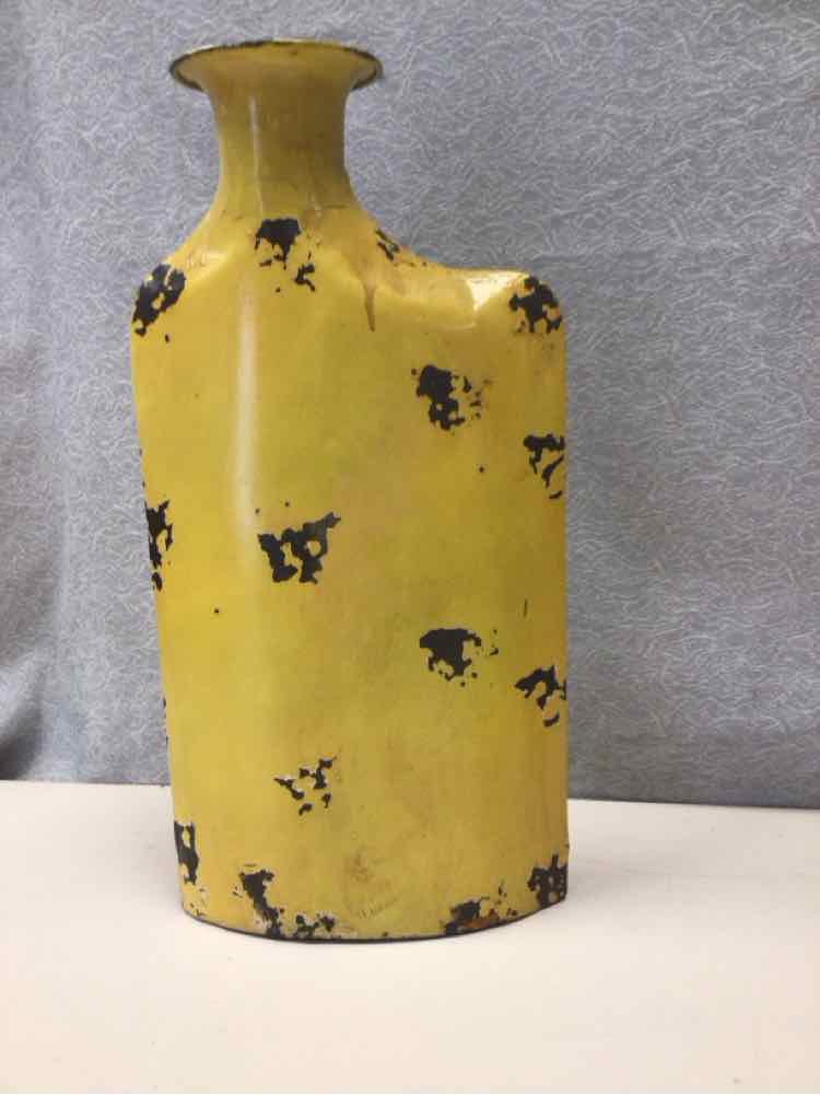 YELLOW ASYMMETRICAL METAL VASE