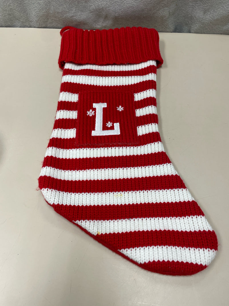 RED STRIPED "L" STOCKING