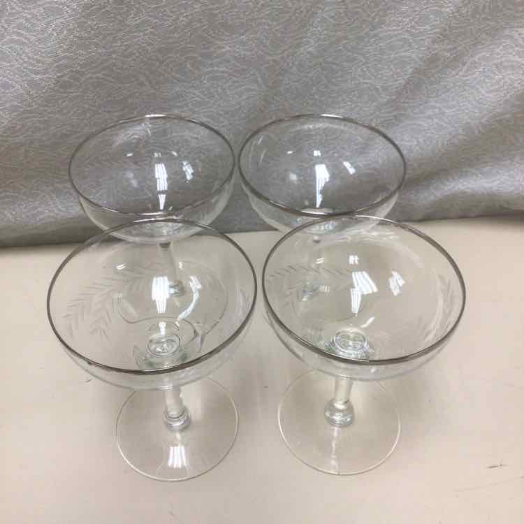 5 SILVER RIM COUP GLASSES