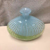 GREEN BLUE GLASS WIDE VASE