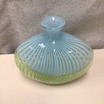 GREEN BLUE GLASS WIDE VASE