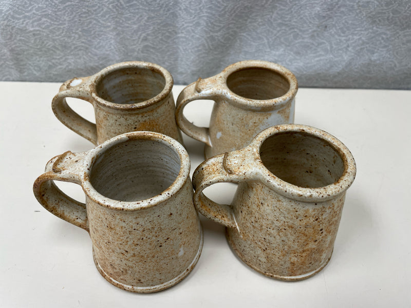 4 TAN CERAMIC TEACUPS