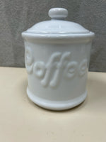 WHITE CERAMIC "COFFEE" CONTAINER