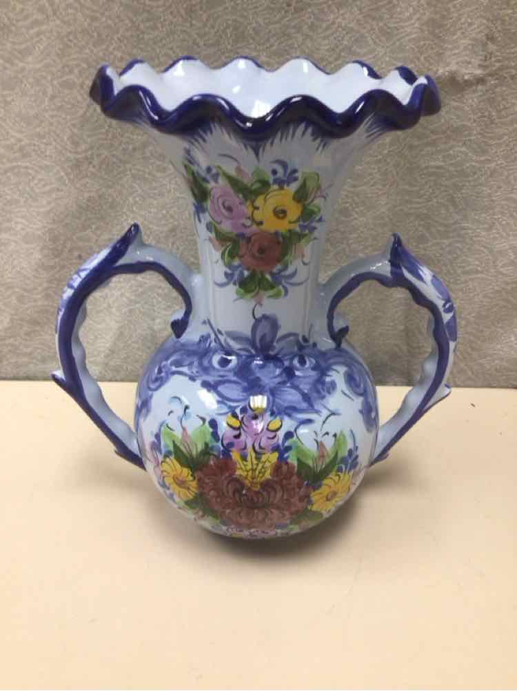 2-HANDLE FLORAL VASE