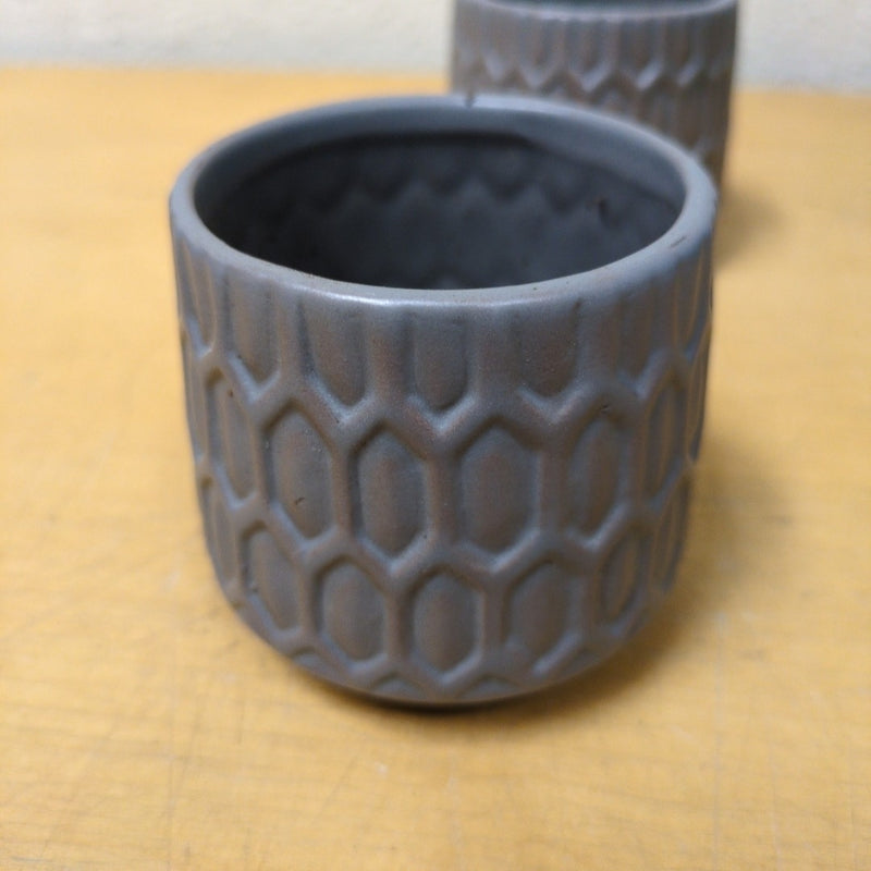 2 SHORT GREY SM VASES