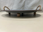 METAL/WOOD TRAY FLOWER PATTERN