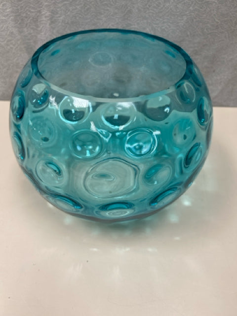 BLUE BUBBLE DESIGN GLASS VASE