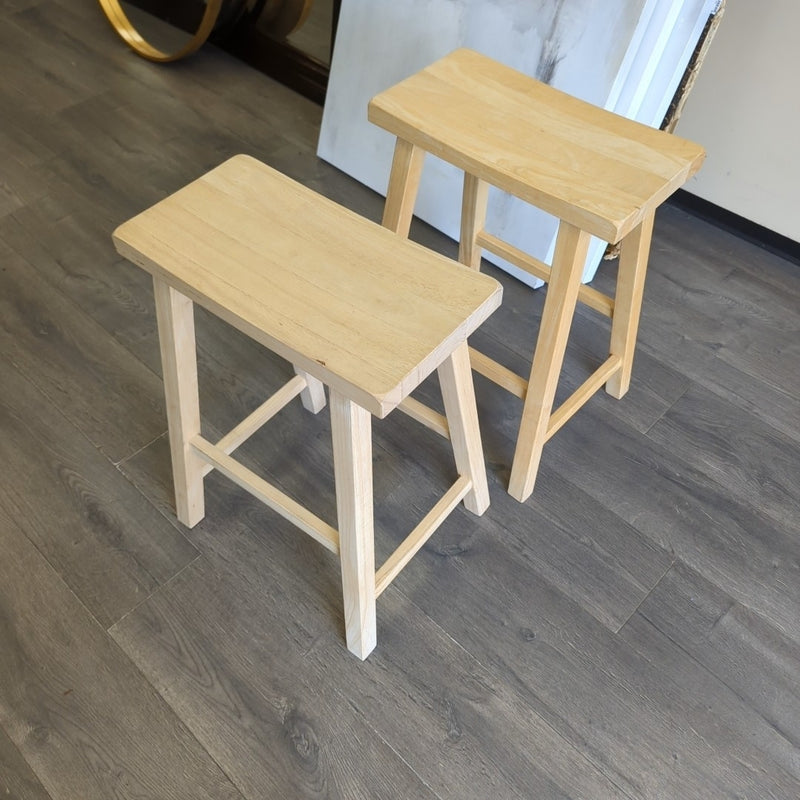 2 24" UNFINISHED WOOD STOOLS