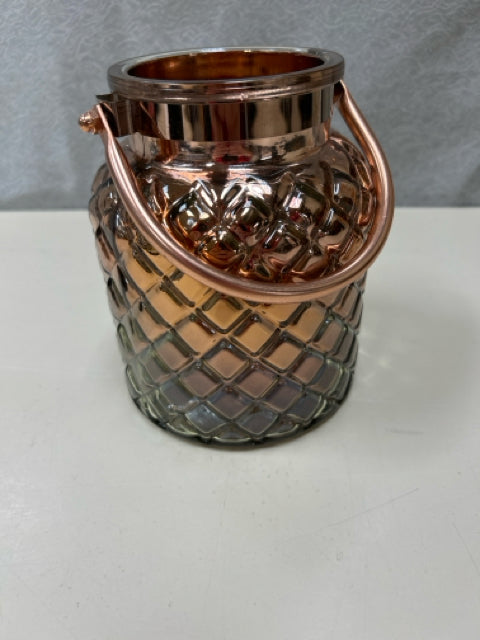METALLIC PINK CANDLE HOLDER W/HANDLE