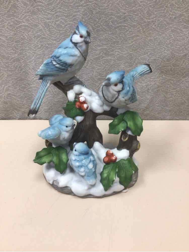 BLUE JAYS IN SNOW FIGURINE