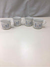 4 VINTAGE BLUE/BROWN MUGS