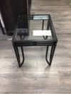 BLACK METAL/GLASS TOP END TABLE