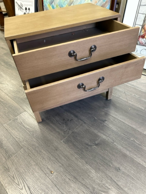 BROWN WOOD 2 DRAWER NIGHTSTAND
